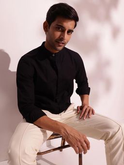 Fabindia - Black Cotton Slim Fit Shirt