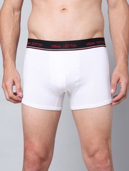 Urban Scottish - Men White Solid Cotton Stretch Trunk