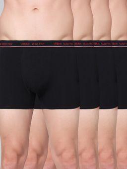 Urban Scottish - Men Solid Black Cotton Stretch Trunks (Pack of 4)