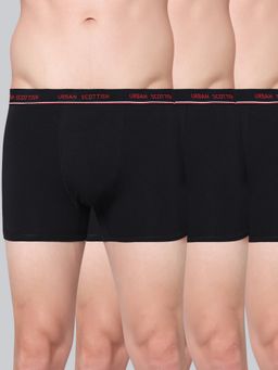 Urban Scottish - Men Black Solid Cotton Stretch Trunks (Pack of 3)