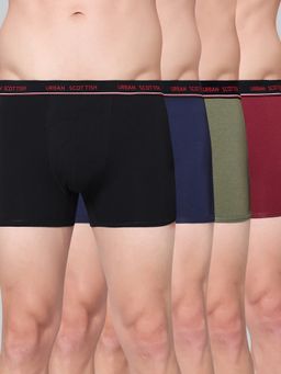 Urban Scottish - Men Multicolour Solid Cotton Stretch Trunks (Pack of 4)
