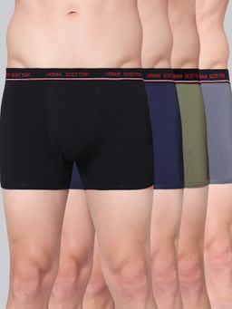 Urban Scottish - Men Multicolour Solid Cotton Stretch Trunks (Pack of 4)