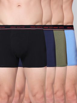 Urban Scottish - Men Multicolour Solid Cotton Stretch Trunks (Pack of 4)