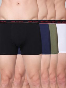 Urban Scottish - Men Multicolour Solid Cotton Stretch Trunks (Pack of 4)