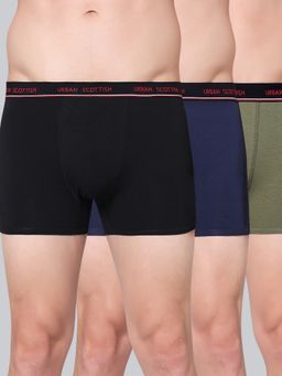 Urban Scottish - Men Multicolour Solid Cotton Stretch Trunks (Pack of 3)