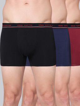 Urban Scottish - Men Multicolour Solid Cotton Stretch Trunks (Pack of 3)