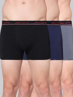 Urban Scottish - Men Multicolour Solid Cotton Stretch Trunks (Pack of 3)
