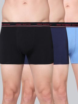 Urban Scottish - Men Multicolour Solid Cotton Stretch Trunks (Pack of 3)