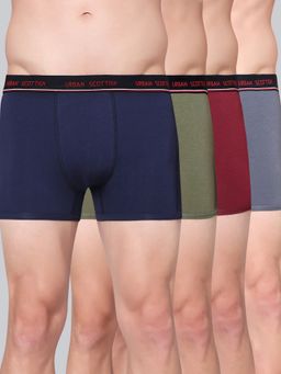 Urban Scottish - Men Multicolour Solid Cotton Stretch Trunks (Pack of 4)