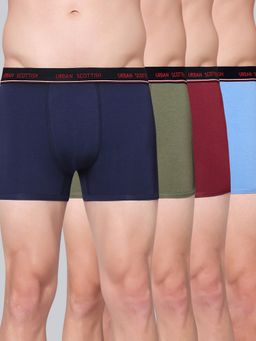 Urban Scottish - Men Multicolour Solid Cotton Stretch Trunks (Pack of 4)