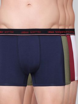 Urban Scottish - Men Multicolour Solid Cotton Stretch Trunks (Pack of 4)