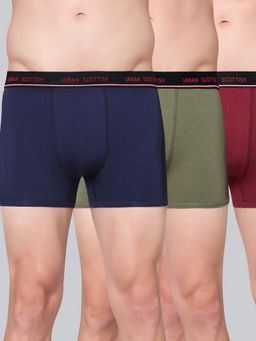 Urban Scottish - Men Multicolour Solid Cotton Stretch Trunks (Pack of 3)