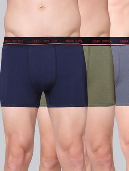 Urban Scottish - Men Multicolour Solid Cotton Stretch Trunks (Pack of 3)