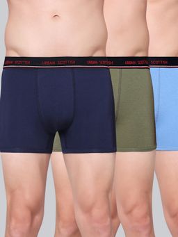 Urban Scottish - Men Multicolour Solid Cotton Stretch Trunks (Pack of 3)