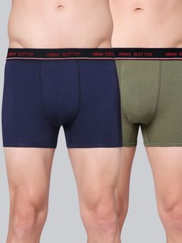 Urban Scottish - Men Multicolour Solid Cotton Stretch Trunks (Pack of 2)