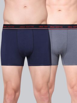 Urban Scottish - Men Multicolour Solid Cotton Stretch Trunks (Pack of 2)