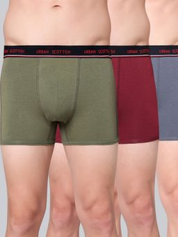 Urban Scottish - Men Multicolour Solid Cotton Stretch Trunks (Pack of 3)