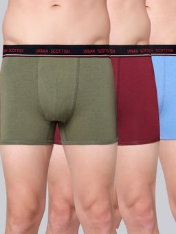 Urban Scottish - Men Multicolour Solid Cotton Stretch Trunks (Pack of 3)