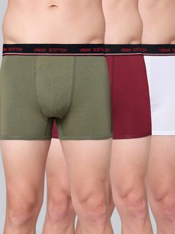 Urban Scottish - Men Multicolour Solid Cotton Stretch Trunks (Pack of 3)