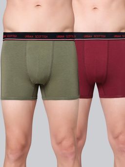 Urban Scottish - Men Multicolour Solid Cotton Stretch Trunks (Pack of 2)