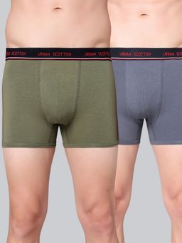 Urban Scottish - Men Multicolour Solid Cotton Stretch Trunks (Pack of 2)