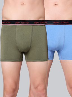 Urban Scottish - Men Multicolour Solid Cotton Stretch Trunks (Pack of 2)
