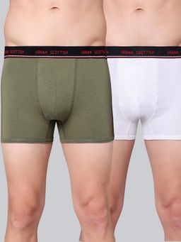 Urban Scottish - Men Multicolour Solid Cotton Stretch Trunks (Pack of 2)