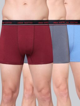 Urban Scottish - Men Multicolour Solid Cotton Stretch Trunks (Pack of 3)