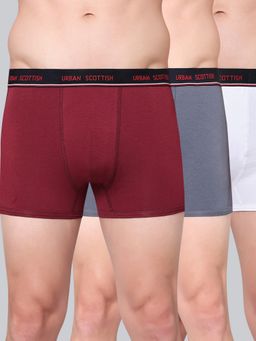 Urban Scottish - Men Multicolour Solid Cotton Stretch Trunks (Pack of 3)