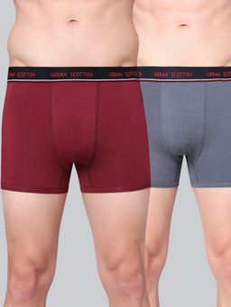 Urban Scottish - Men Multicolour Solid Cotton Stretch Trunks (Pack of 2)
