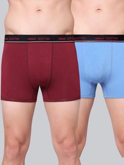 Urban Scottish - Men Multicolour Solid Cotton Stretch Trunks (Pack of 2)