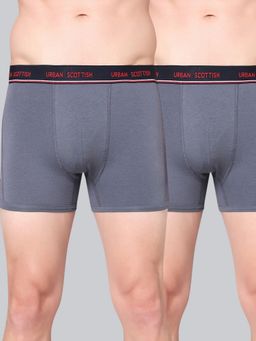 Urban Scottish - Men Grey Solid Cotton Stretch Trunks (Pack of 2)