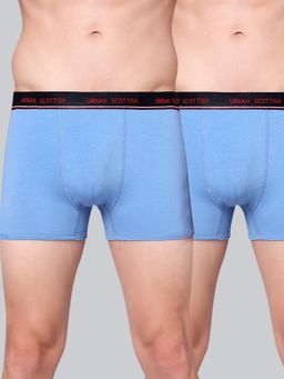 Urban Scottish - Men Blue Solid Cotton Stretch Trunks (Pack of 2)