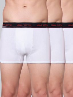 Urban Scottish - Men White Solid Cotton Stretch Trunks (Pack of 3)