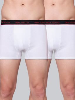 Urban Scottish - Men White Solid Cotton Stretch Trunks (Pack of 2)