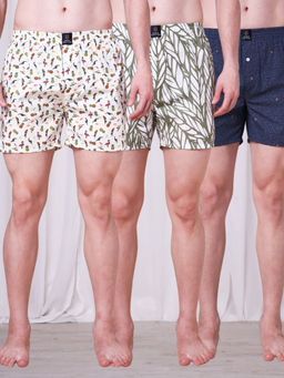 Urban Scottish - Men Cotton Printed Multicolor Elastic Boxers (Pack of 3)
