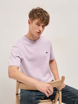 The Bear House - Men Purple Slim Fit Solid T-Shirt