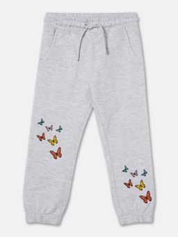 R&B - Grey Printed Regular Girls Joggers