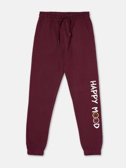 R&B - Burgundy Typography Regular Girls Joggers