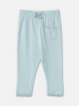 R&B - Blue Solid Regular Girls Trousers