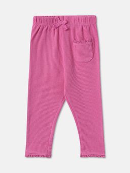 R&B - Pink Solid Regular Girls Trousers