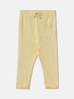 R&B - Yellow Solid Regular Girls Trousers