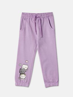 R&B - Purple Printed Regular Girls Joggers