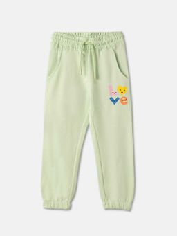 R&B - Light Green Typography Regular Girls Joggers