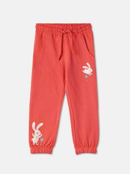 R&B - Coral Printed Regular Girls Joggers