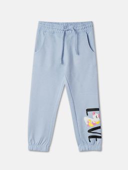 R&B - Blue Typography Regular Girls Joggers