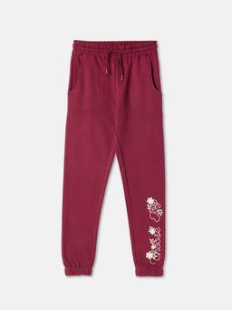 R&B - Wine Typography Regular Girls Trackpants