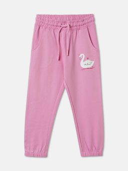 R&B - Pink Printed Regular Girls Joggers