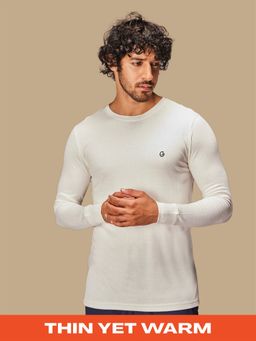 GLOOT - Mens High-end Acrylic Viscose Long Sleeve Thermal Top Ivory White