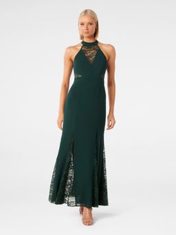 Forever New - Winslet Lace Splice Green Maxi Dress